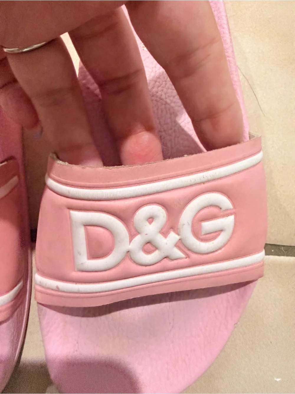 Dolce & Gabbana Pink Slides with Red Heart and White Logo